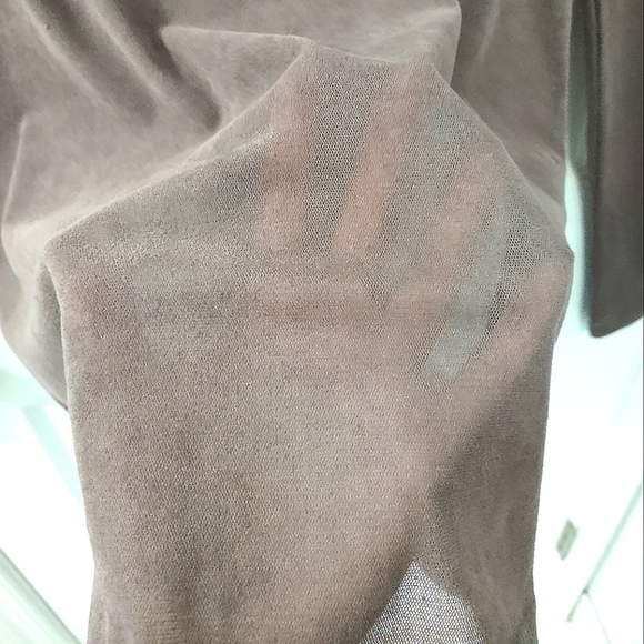 Express Fo Suede Mocha Mock Neck Long Sleeve Tee Size M - Picture 6 of 11